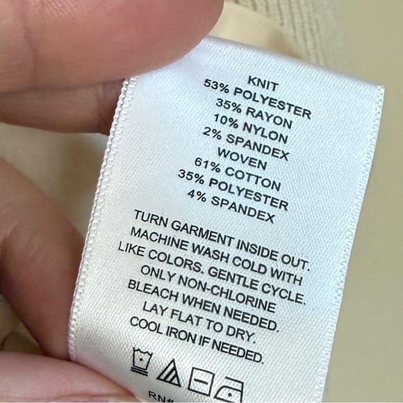 Express Long Sleeve Mini Dress Ribbed Square Neck Poplin Neutral Minimalist Med - Picture 6 of 8